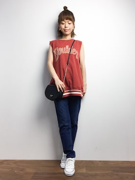 「SUPER HAKKA（スーパーハッカ）のアイテム（パンツ）」を使った、saya☺︎さん（レディース・149cm）の夏コーディネート