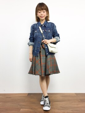 「ダズリン」｜「アイテム（デニムジャケット）」を使った、saya☺︎さん（レディース・149cm）の秋コーディネート