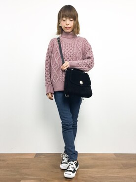 「Ameri（アメリ）のアイテム（ニット/セーター）」を使った、saya☺︎さん（レディース・149cm）の秋コーディネート