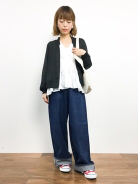「Chico（チコ）のアイテム（MA-1）」を使った、saya☺︎さん（レディース・149cm）の秋コーディネート