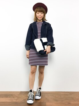 「ダズリン」｜「アイテム（デニムジャケット）」を使った、saya☺︎さん（レディース・149cm）の秋コーディネート