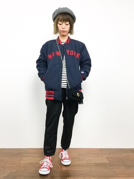 「Another Edition（アナザーエディション）のアイテム（ブルゾン）」を使った、saya☺︎さん（レディース・149cm）の秋コーディネート