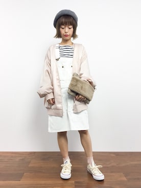 「ファークラッチ」｜「アイテム（ブルゾン）」を使った、saya☺︎さん（レディース・149cm）の秋コーディネート