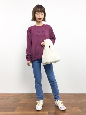 「デニムレギンス」｜「アイテム（パンツ）」を使った、saya☺︎さん（レディース・149cm）の秋コーディネート
