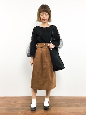 「PORTER（ポーター）のアイテム（クラッチバッグ）」を使った、saya☺︎さん（レディース・149cm）の秋コーディネート