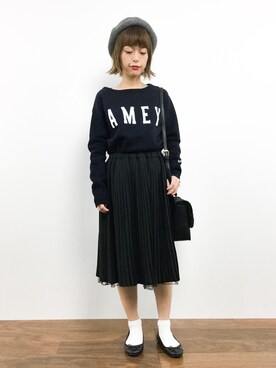 「Honey Salon（ハニーサロン）のアイテム（バッグ）」を使った、saya☺︎さん（レディース・149cm）の秋コーディネート