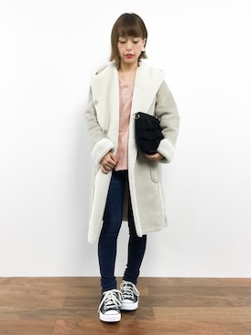 「Another Edition（アナザーエディション）のアイテム（ムートンコート）」を使った、saya☺︎さん（レディース・149cm）の秋コーディネート