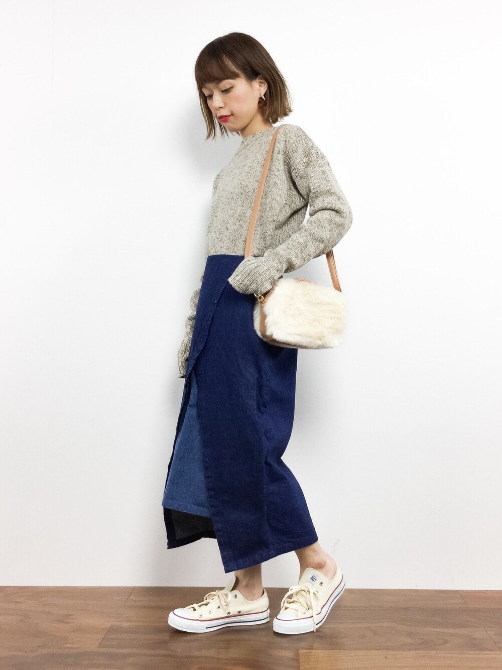 BEAMS BOY - ビームスボーイ .  カラーネップ ガンジー ニット プルオーバー セーター ビームスボーイ . カラーネップ ガンジー ニット プルオーバー