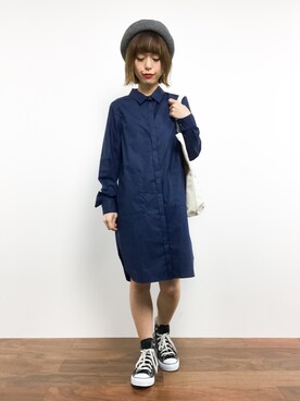 「STUDIOUS（ステュディオス）のアイテム（シャツワンピース）」を使った、saya☺︎さん（レディース・149cm）の秋コーディネート