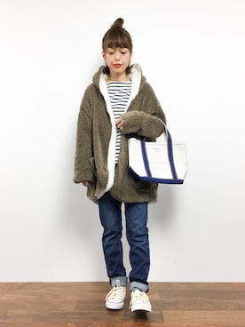「ANAP（アナップ）のアイテム（その他アウター）」を使った、saya☺︎さん（レディース・149cm）の秋コーディネート