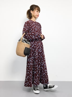 「ADIEU TRISTESSE（アデュートリステス）のアイテム（かごバッグ）」を使った、saya☺︎さん（レディース・149cm）の冬コーディネート