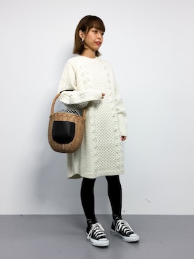 「ADIEU TRISTESSE（アデュートリステス）のアイテム（かごバッグ）」を使った、saya☺︎さん（レディース・149cm）の冬コーディネート