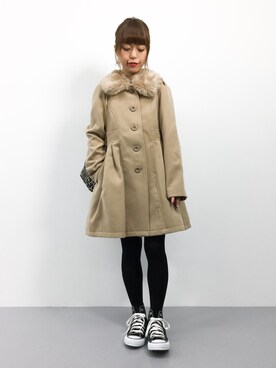 「dazzlin（ダズリン）のアイテム（ダッフルコート）」を使った、saya☺︎さん（レディース・149cm）の冬コーディネート