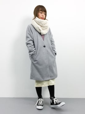 「MERLOT（メルロー）のアイテム（その他アウター）」を使った、saya☺︎さん（レディース・149cm）の冬コーディネート