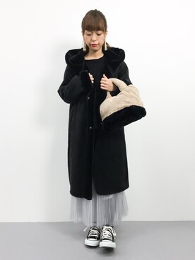 「LOWRYS FARM（ローリーズファーム）のアイテム（ムートンコート）」を使った、saya☺︎さん（レディース・149cm）の冬コーディネート