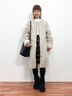 「YECCA VECCA（イェッカヴェッカ）のアイテム（ダウンジャケット/コート）」を使った、saya☺︎さん（レディース・149cm）の冬コーディネート