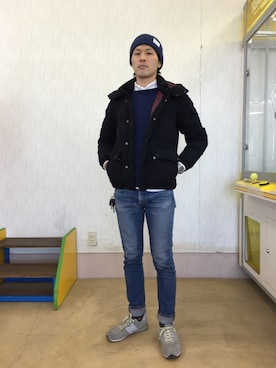 「FIDELITY（フィデリティ）のアイテム（ダウンジャケット/コート）」を使った、マサルさん（メンズ・172cm）の冬コーディネート
