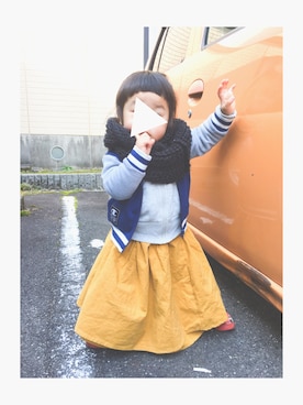 「Champion（チャンピオン）のアイテム（スタジャン）」を使った、yu_kiiiiさん（キッズ・90cm）の冬コーディネート