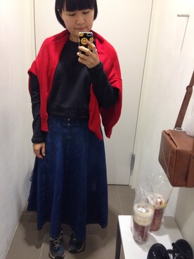 「アイテム（アンサンブル、レッド系）」を使った、奶さん（レディース・160cm）の冬コーディネート