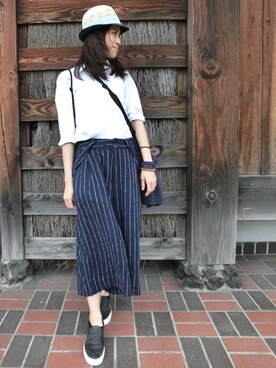 「UNIQLO（ユニクロ）のアイテム（シャツ/ブラウス、ホワイト系）」を使った、ABoo さん（レディース・155cm）の冬コーディネート