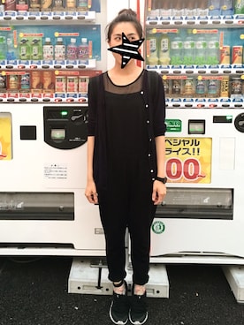 「PAZZO（パッゾ）のアイテム（つなぎ/オールインワン、ブラック系）」を使った、ABoo さん（レディース・155cm）の夏コーディネート