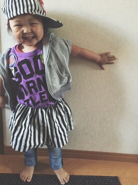 「JAM（ジャム）のアイテム（キャップ）」を使った、AIKOさん（キッズ・90cm）の夏コーディネート