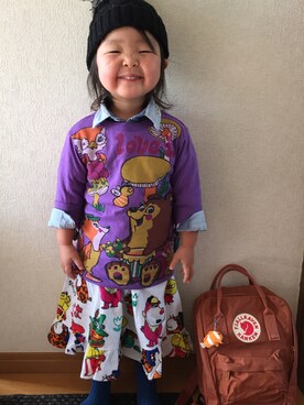 「JAM（ジャム）のアイテム（スカート）」を使った、AIKOさん（キッズ・90cm）の冬コーディネート