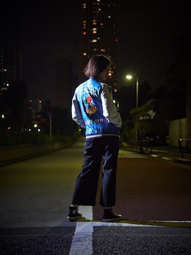 「テーラー東洋」｜「アイテム（スタジャン）」を使った、あいこさん（レディース・164cm）の秋コーディネート