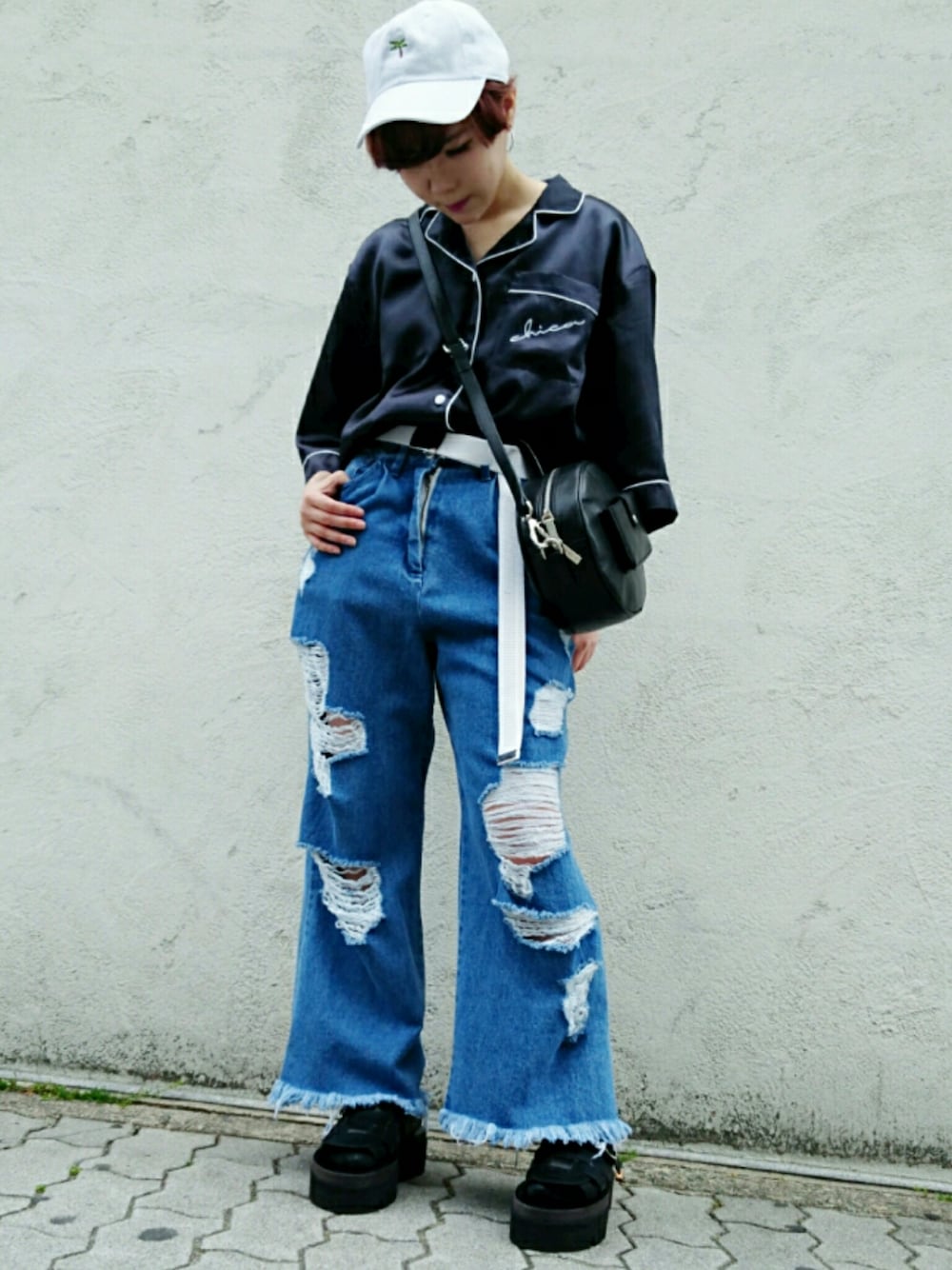「夏こーで#キャップ#LHP#nagoya」｜「MM6 Maison Margielaのアイテム（サンダル、ブラック系）」を使った、IZUHARA MAYUさん（レディース・153cm）の春コーディネートの1枚目の写真