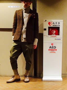 「ポリエステル」｜「アイテム（パンツ）」を使った、ちゃぷ( ¨̮  )さん（メンズ・173cm）の冬コーディネート