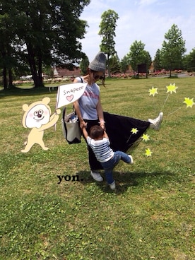 「アイテム（ベビーシューズ/ベビーソックス、ホワイト系）」を使った、yonさん（キッズ・90cm）の夏コーディネート
