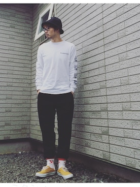 「FLAGSTUFF（フラグスタフ）のアイテム（ハット）」を使った、R_＿＿＿＿Fさん（メンズ・173cm）の夏コーディネート