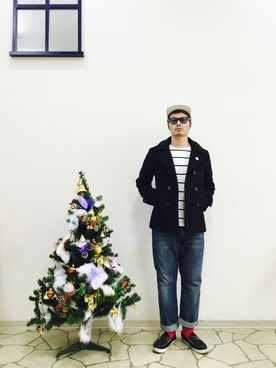 「SHIPS（シップス）のアイテム（ピーコート）」を使った、R_＿＿＿＿Fさん（メンズ・173cm）の冬コーディネート