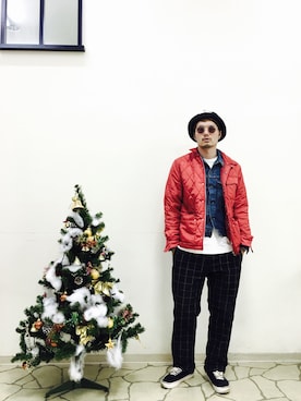 「FLAGSTUFF（フラグスタフ）のアイテム（ハット）」を使った、R_＿＿＿＿Fさん（メンズ・173cm）の冬コーディネート