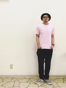 「FLAGSTUFF（フラグスタフ）のアイテム（ハット）」を使った、R_＿＿＿＿Fさん（メンズ・173cm）の春コーディネート