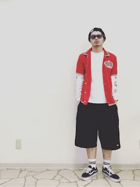 「Supreme （シュプリーム）のアイテム（ジャージ）」を使った、R_＿＿＿＿Fさん（メンズ・173cm）の夏コーディネート