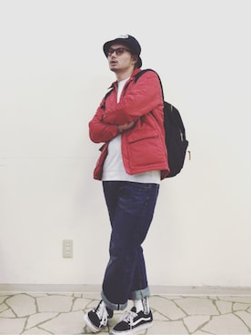 「FLAGSTUFF（フラグスタフ）のアイテム（レッグウェア）」を使った、R_＿＿＿＿Fさん（メンズ・173cm）の冬コーディネート