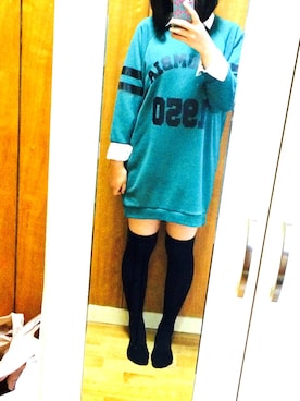 「Rodeo Crowns（ロデオクラウンズ）のアイテム（洋裝、グリーン系）」を使った、もえたそさん（レディース・154cm）の秋コーディネート