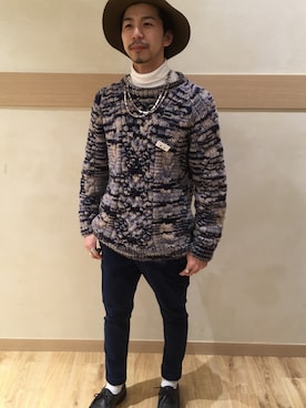 「CIAOPANIC（チャオパニック）のアイテム（その他パンツ、ブルー系）」を使った、藤沼 卓也さん（メンズ）の春コーディネート