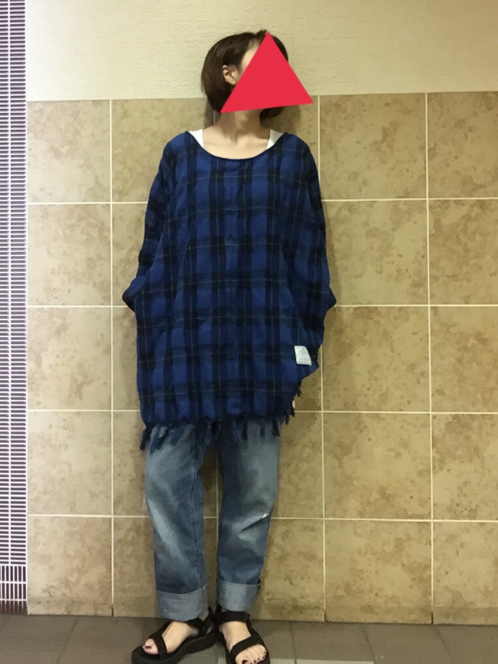 「EFFECTENのアイテム（トップス、ブルー系）」を使った、ᙏ̤̫͚さん（レディース・161cm）の夏コーディネートの1枚目の写真