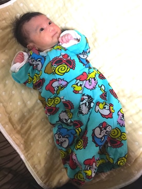 「HYSTERIC MINI（ヒステリックミニ）のアイテム（ロンパース、ブルー系）」を使った、Habukoさん（レディース・155cm）の春コーディネート