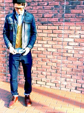 「ベンデイビス」｜「アイテム（デニムジャケット）」を使った、bochiさん（メンズ・176cm）の春コーディネート