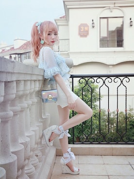 「Bobon21（ボボンニジュウイチ）のアイテム（パンツ）」を使った、Bobon21さん（レディース・155cm）の夏コーディネート