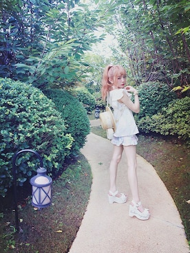 「Bobon21（ボボンニジュウイチ）のアイテム（パンツ）」を使った、Bobon21さん（レディース・155cm）の夏コーディネート