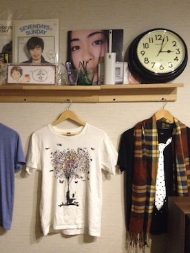 「Design Tshirts Store graniph（デザイン　ティーシャツ　ストア　グラニフ）のアイテム（Tシャツ/カットソー、ホワイト系）」を使った、motoさん（メンズ・169cm）の夏コーディネート