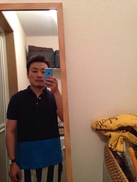 「Design Tshirts Store graniph（デザイン　ティーシャツ　ストア　グラニフ）のブロックカラーポロ（ポロシャツ、ブルー系）」を使った、motoさん（メンズ・169cm）の夏コーディネート