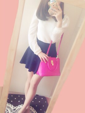 「Samantha Thavasa（サマンサタバサ）のアイテム（ショルダーバッグ、ピンク系）」を使った、mizukiさん（レディース・163cm）の春コーディネート