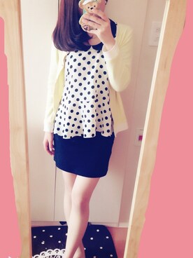 「アイテム（ピアス（両耳用）、ホワイト系）」を使った、mizukiさん（レディース・163cm）の春コーディネート