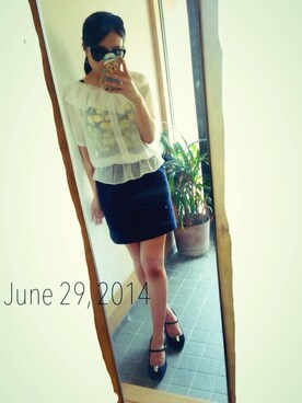 「INGNI（イング）のレースリボン/カチューシャ（カチューシャ、ブラック系）」を使った、mizukiさん（レディース・163cm）の夏コーディネート