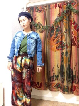 「stradivarius（ストラディバリウス）のアイテム（デニムジャケット）」を使った、松ちゃんさん（レディース・160cm）の秋コーディネート